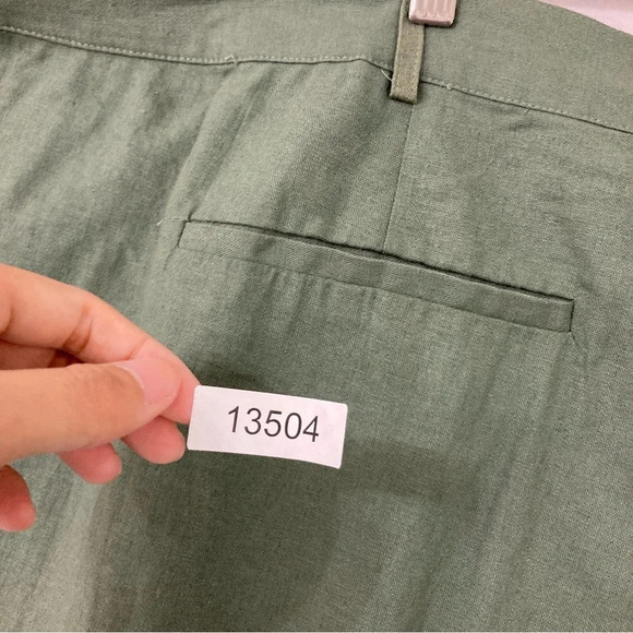 New Vero Moda Army Green Linen Blend Wide Leg Pants size 24 - Picture 11 of 11